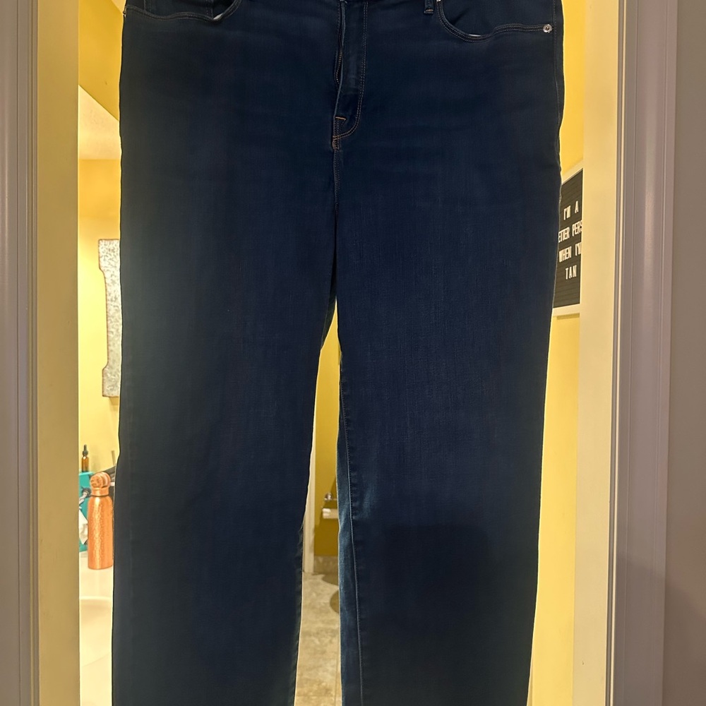 Good American Blue Straight Leg Jeans Classic Denim